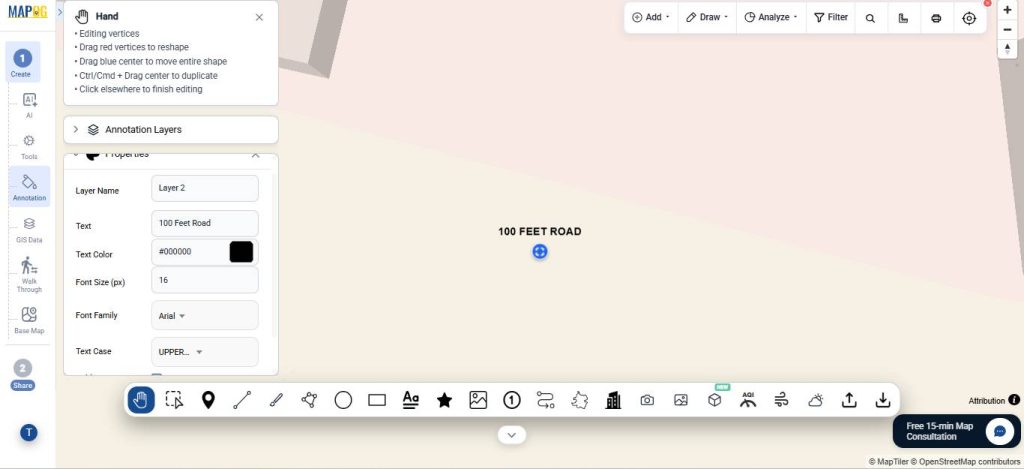add text and colour to annotated text on interactive map
