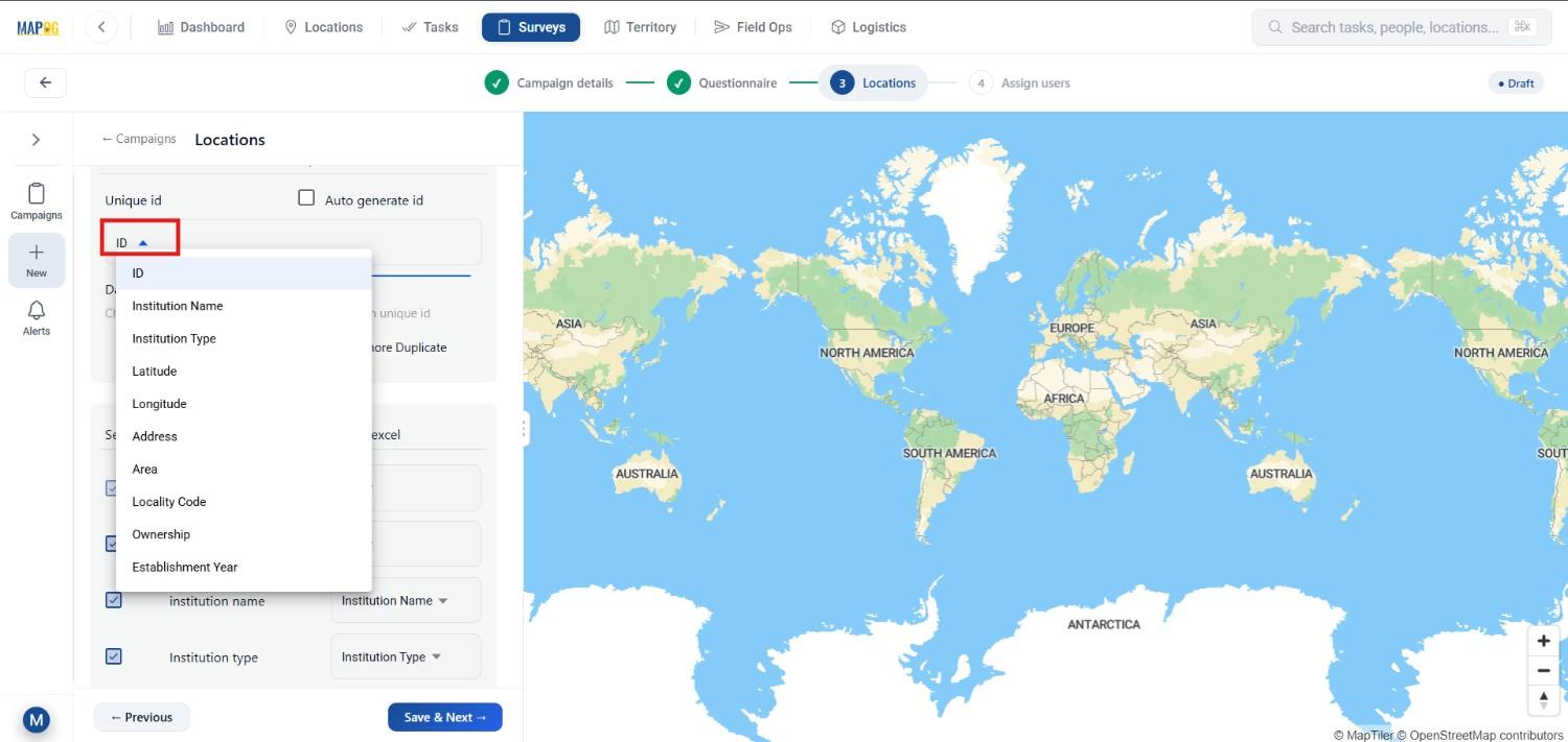 select a unique id Manage Large Scale Survey