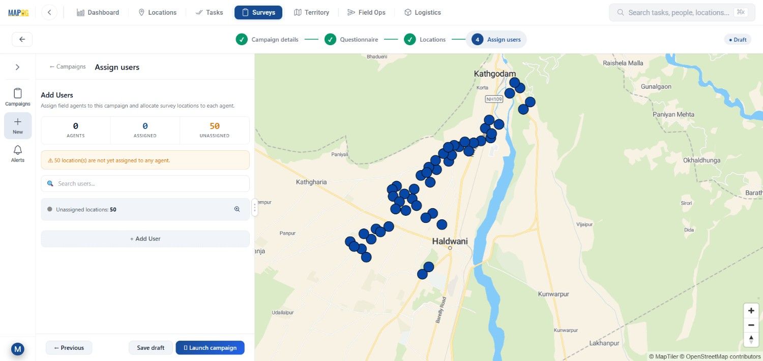 asssign users Manage Large Scale Survey