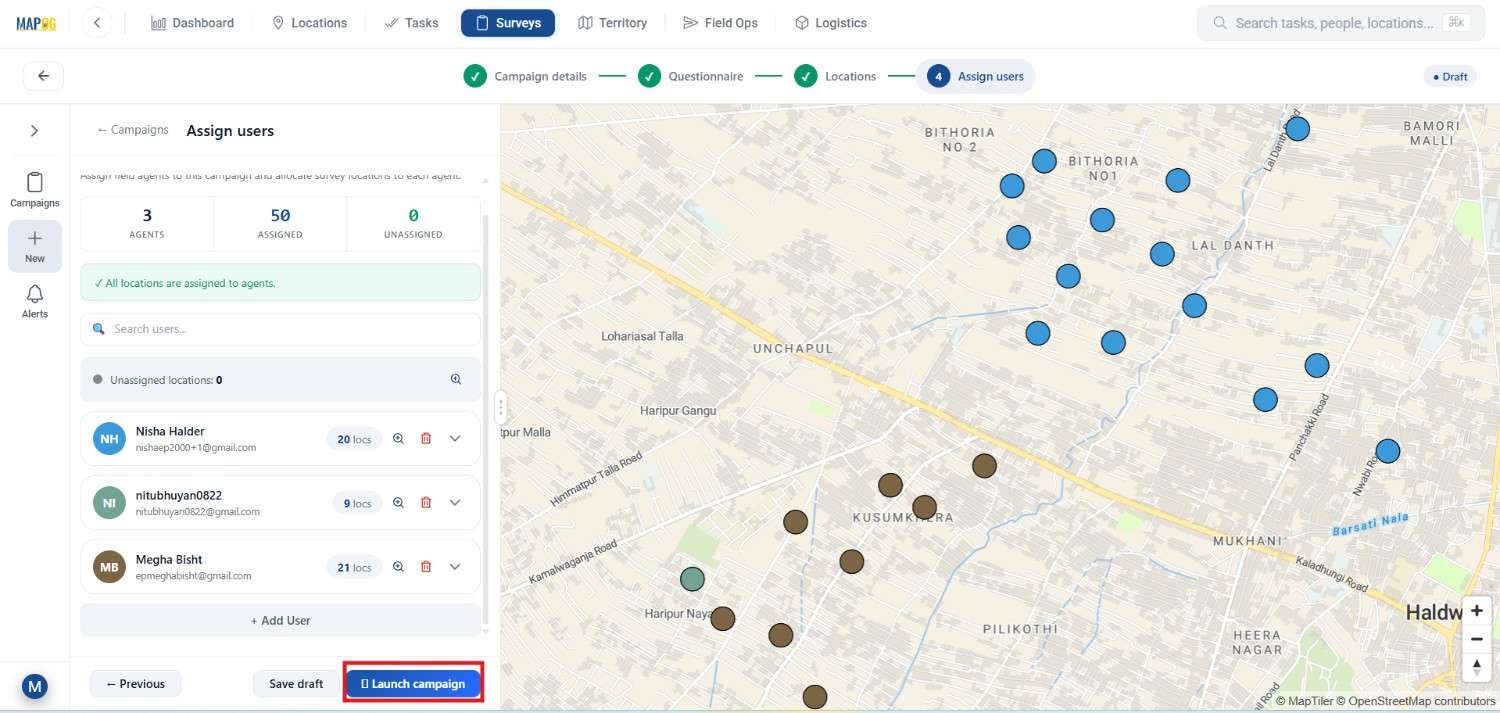 launch campaign to Manage Large Scale Survey