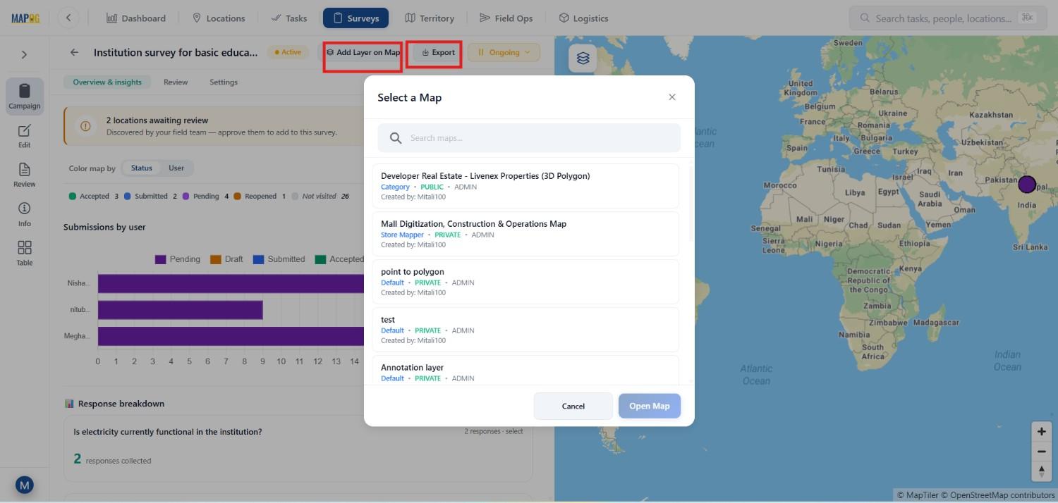 or open a new map in existing map 