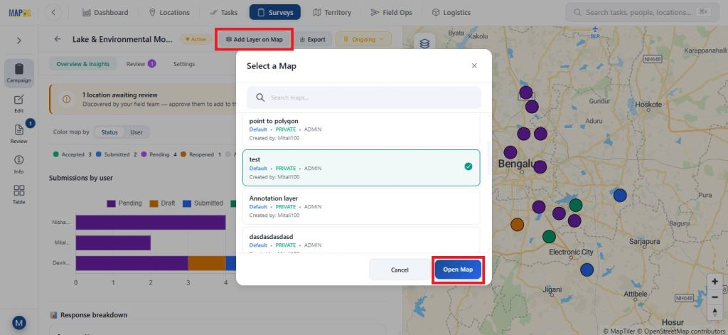 Add layer on map