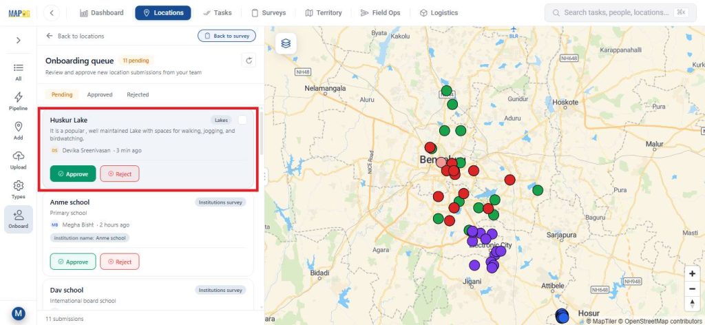 Approve newly added locations