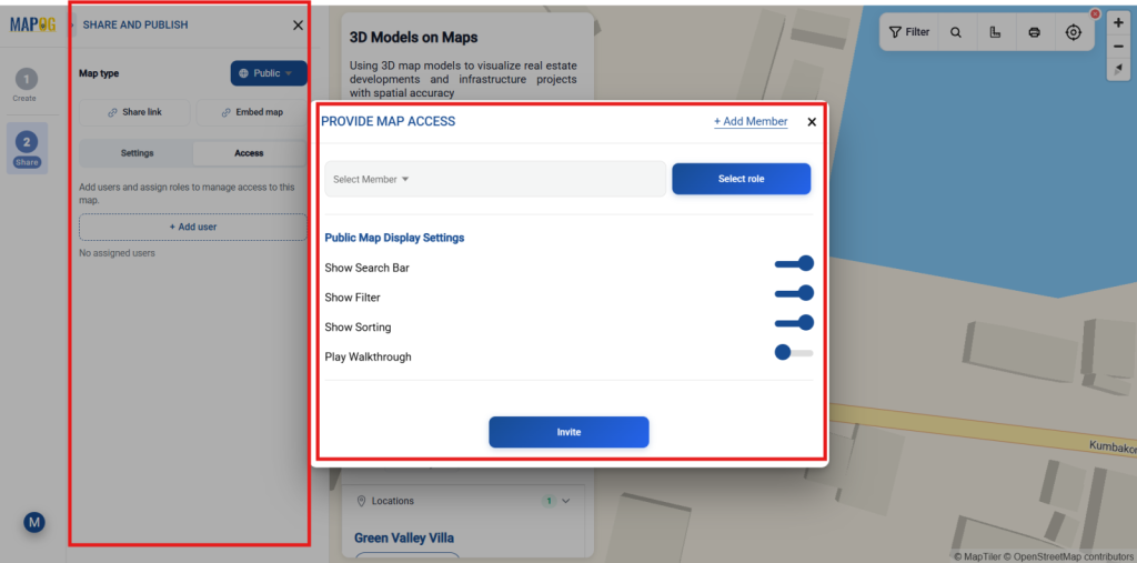 Provide map access by adding users