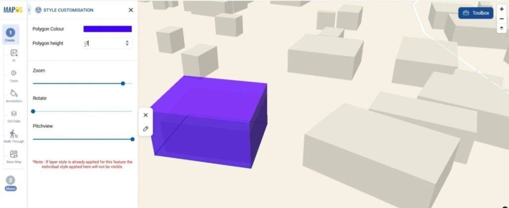 Editing the polygon with colour and height, to optimise the 3D Buildings map