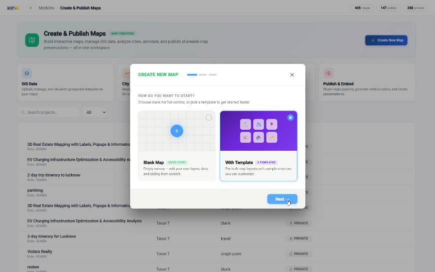 navigating through templates section