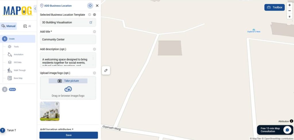 Adding business location 