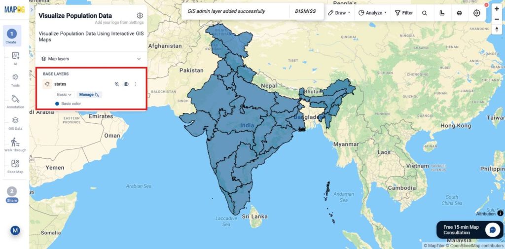 dataset has been successfully added to your base map