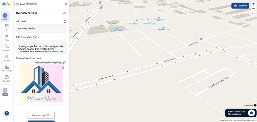 adding logo the real estate property page for 3D Buildings map.