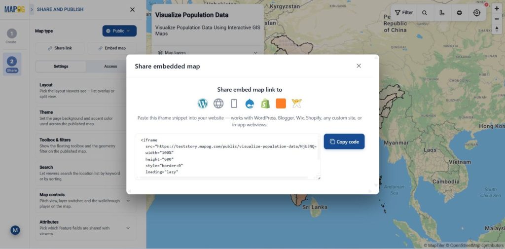 Preview & Share  to publish your map