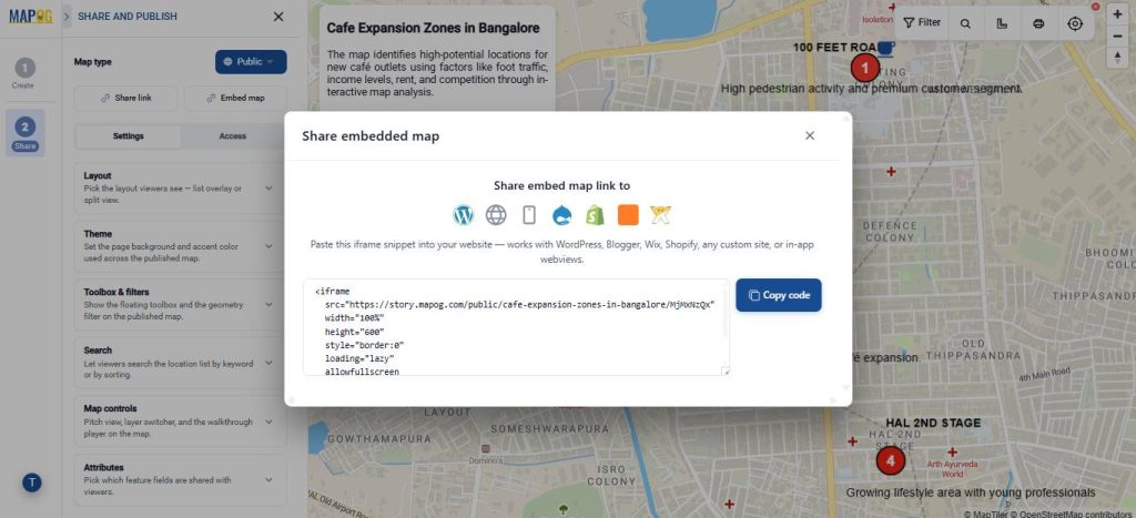 preview and share your annotated text on interactive map