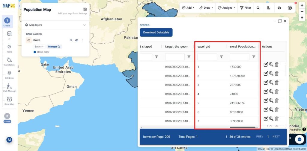 Show Data for Visualize Population Data 
