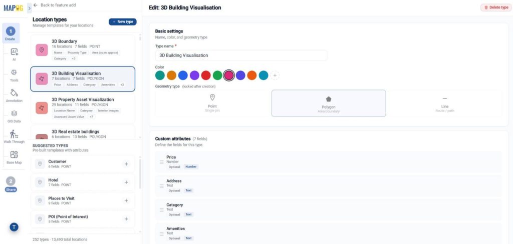 creating the location template - 3D Buildings visualization