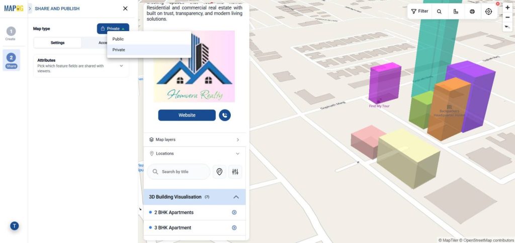 Sharing the 3D buildings map