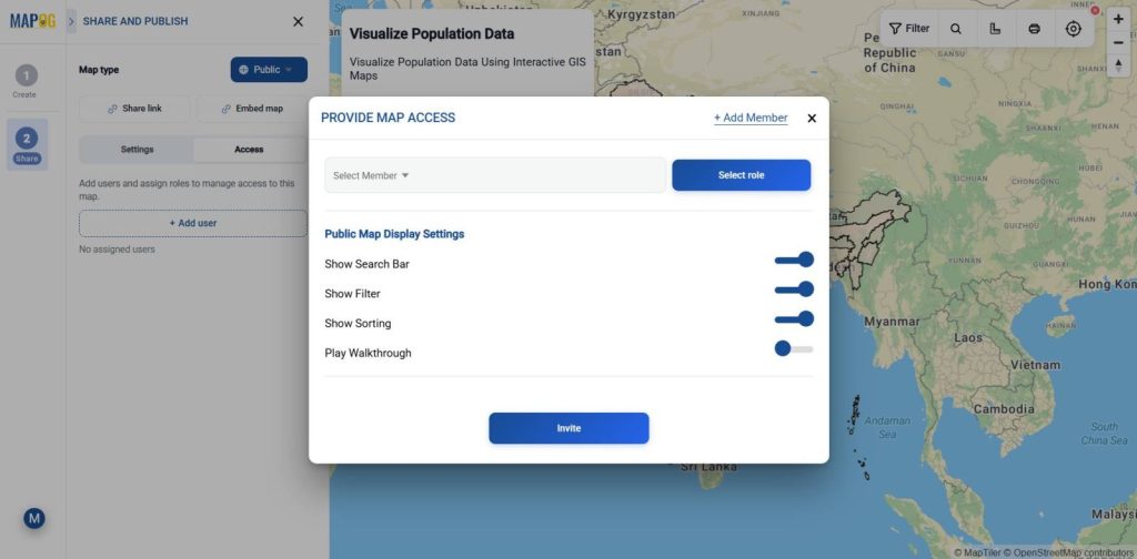 Provide map access by adding users