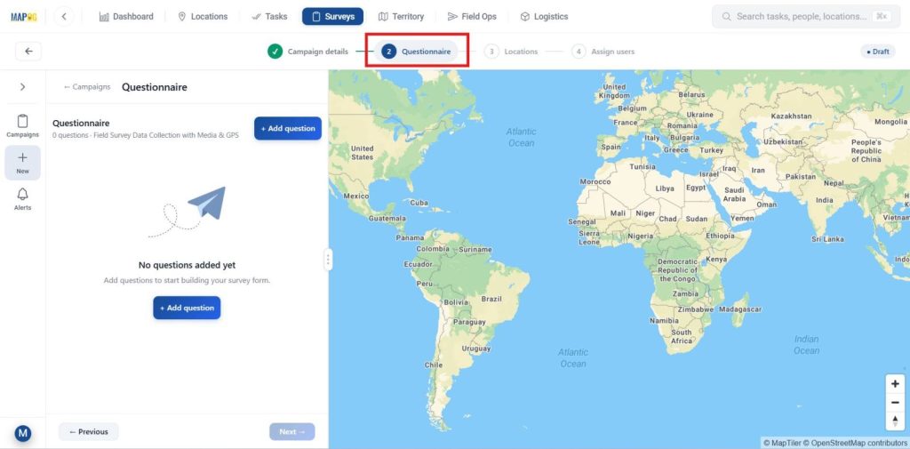 navigate to the Add Question section