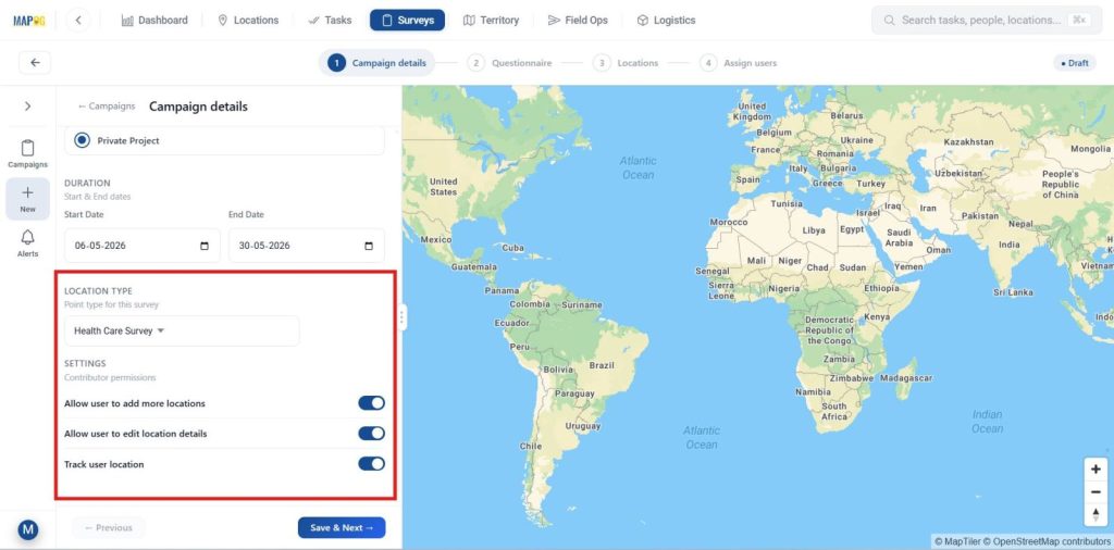 created survey type for Collect Field Survey Data
