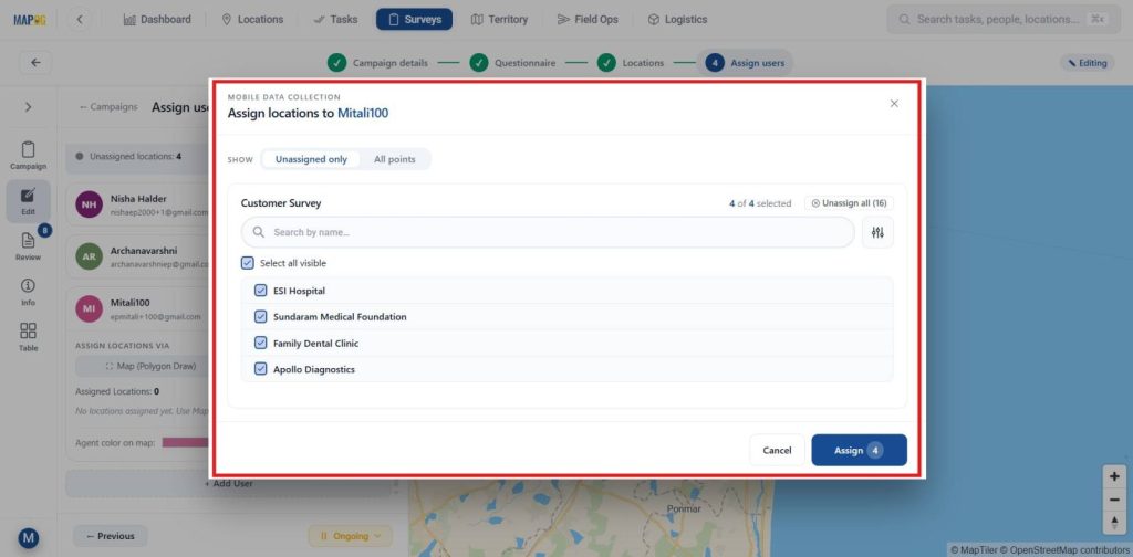  filter tool to sort facilities