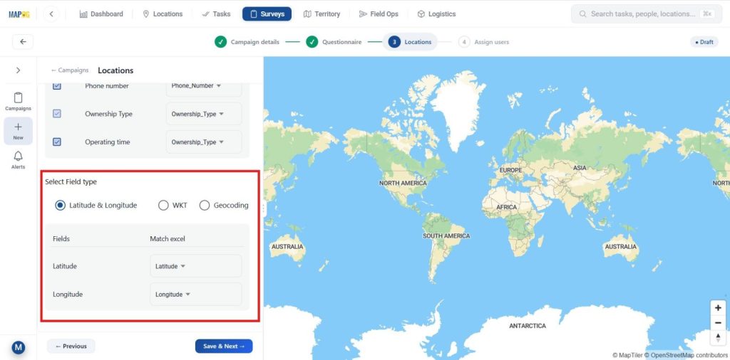 Assign Latitude and Longitude correctly