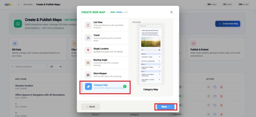 Choose category template