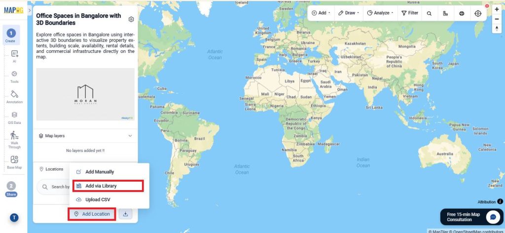 add location via library to interactive 3d property boundaries map