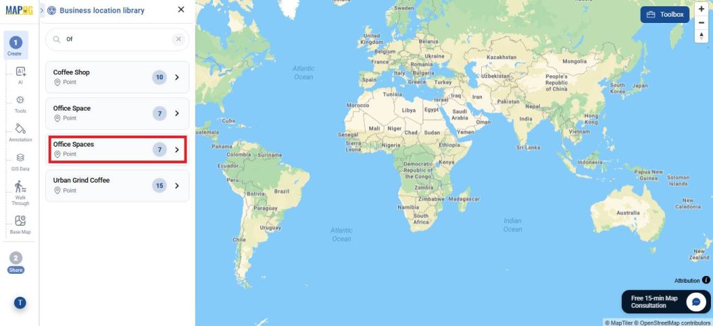 search the created template