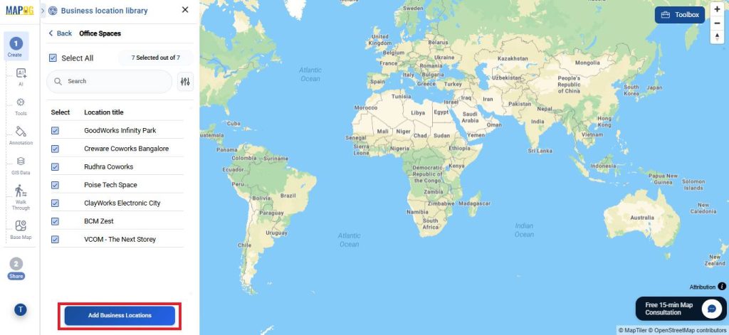 select and add locations