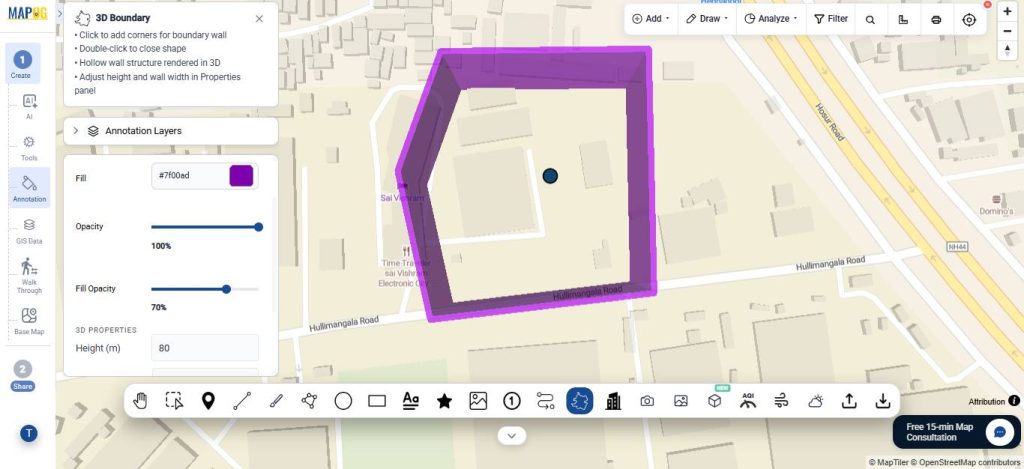 customise the 3d boundary in interactive 3d property boundaries map