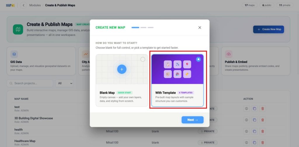 Choose a template for 3D Models on Maps