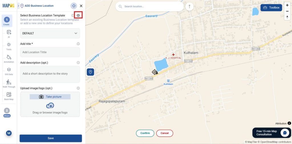 select business location template.
