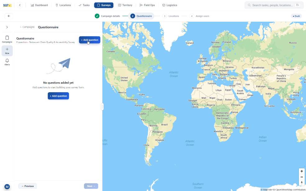 create custom questionnaire for spatial surveys