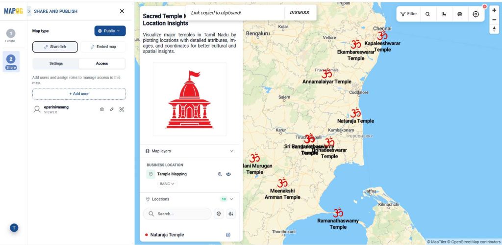 Share link to Share Interactive Maps with Visitors