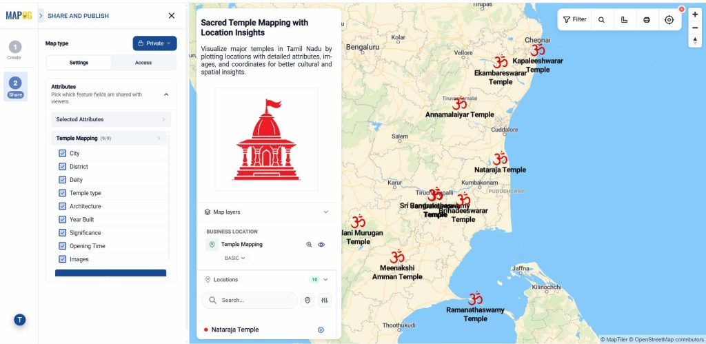 Selected Attributes option to Share Interactive Maps with Visitors