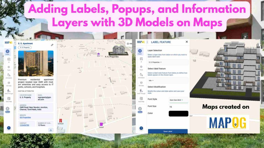 Adding Labels, Popups, and Information Layers with 3D Models on Maps