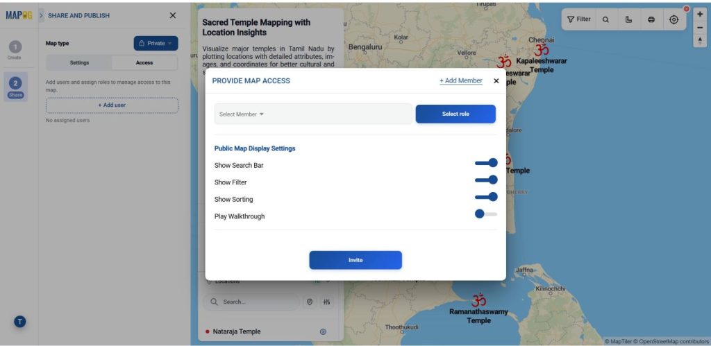 select Add User, then click Add Member to Share Interactive Maps with Visitors