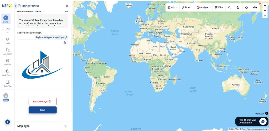 Browse & upload your logo, and save your changes to Transform Spreadsheet Data into Interactive Maps