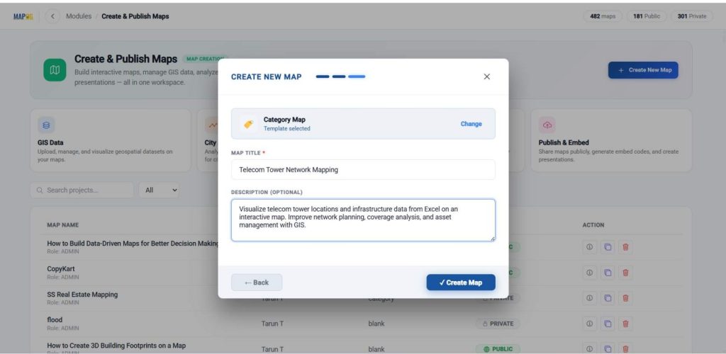 provide a title, description, then click create to initialize your project to Replace PDFs and Static Documents
