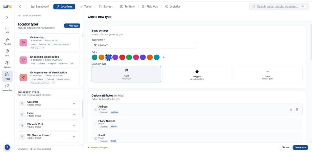 Give a name, assign a suitable colour and select geometry type as point to Replace PDFs and Static Documents