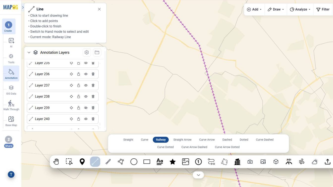 MAPOG, railway line