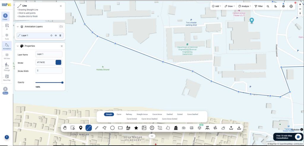 select the Line option to Draw Lines Polygons and Shapes
