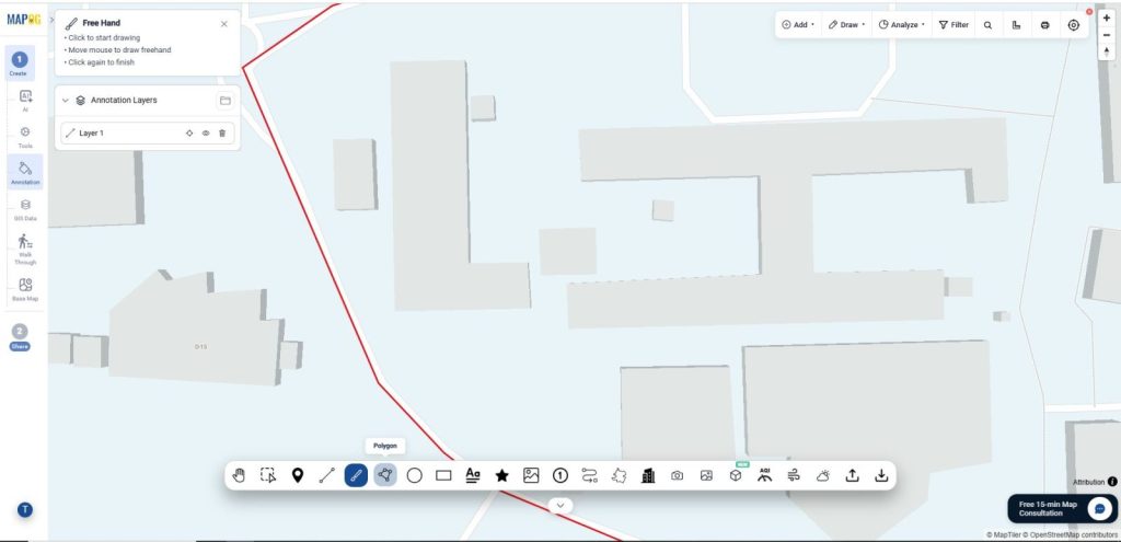 select the Polygon option to Draw Lines Polygons and Shapes