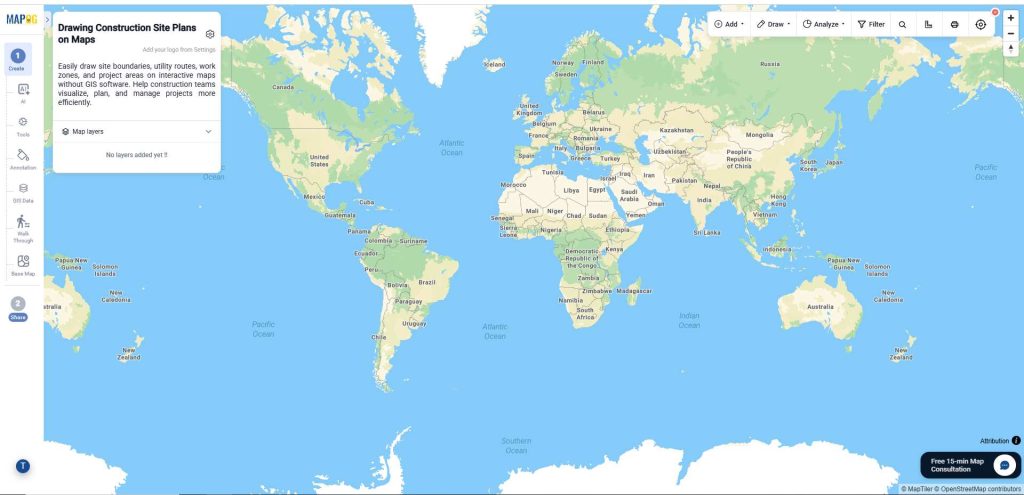 open the map settings to Draw Lines Polygons and Shapes