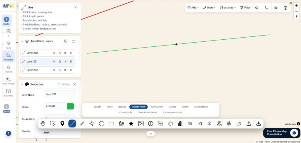 MAPOG, straight arrow annotation tool