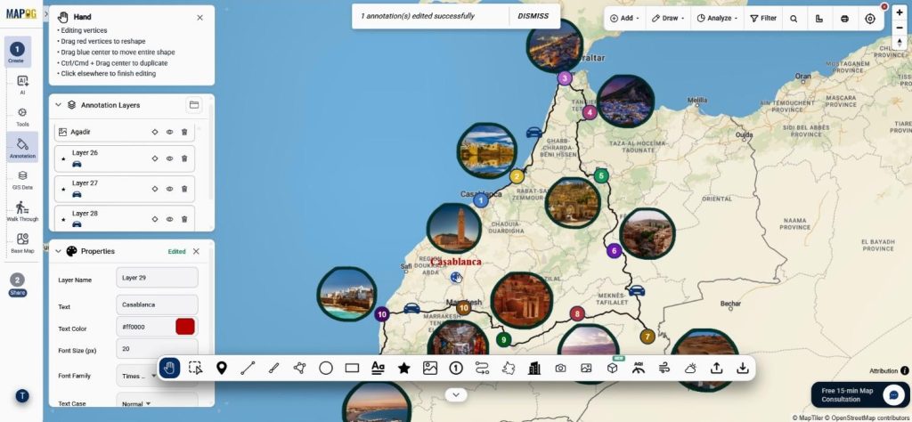 edit text labels on map