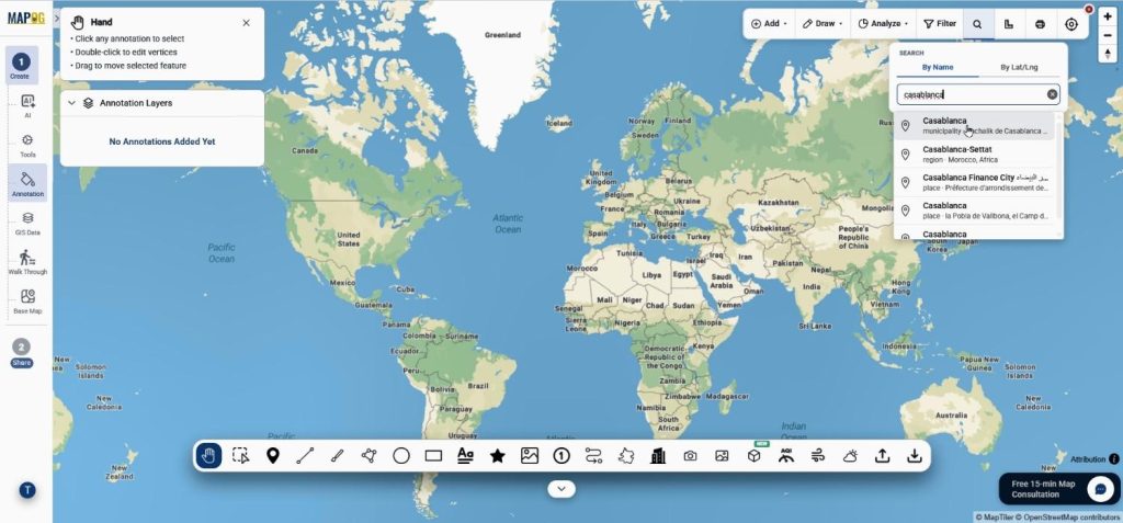 go to annotations & search for area