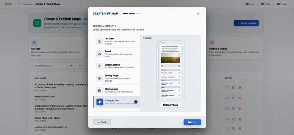 select category map template