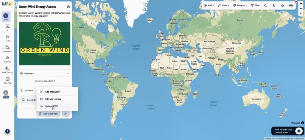 Plot Excel and CSV Data using MAPOG Upload CSV feature for multiple locations