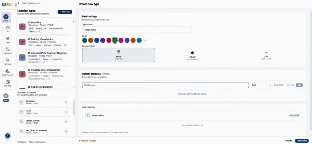 create new custom location template
