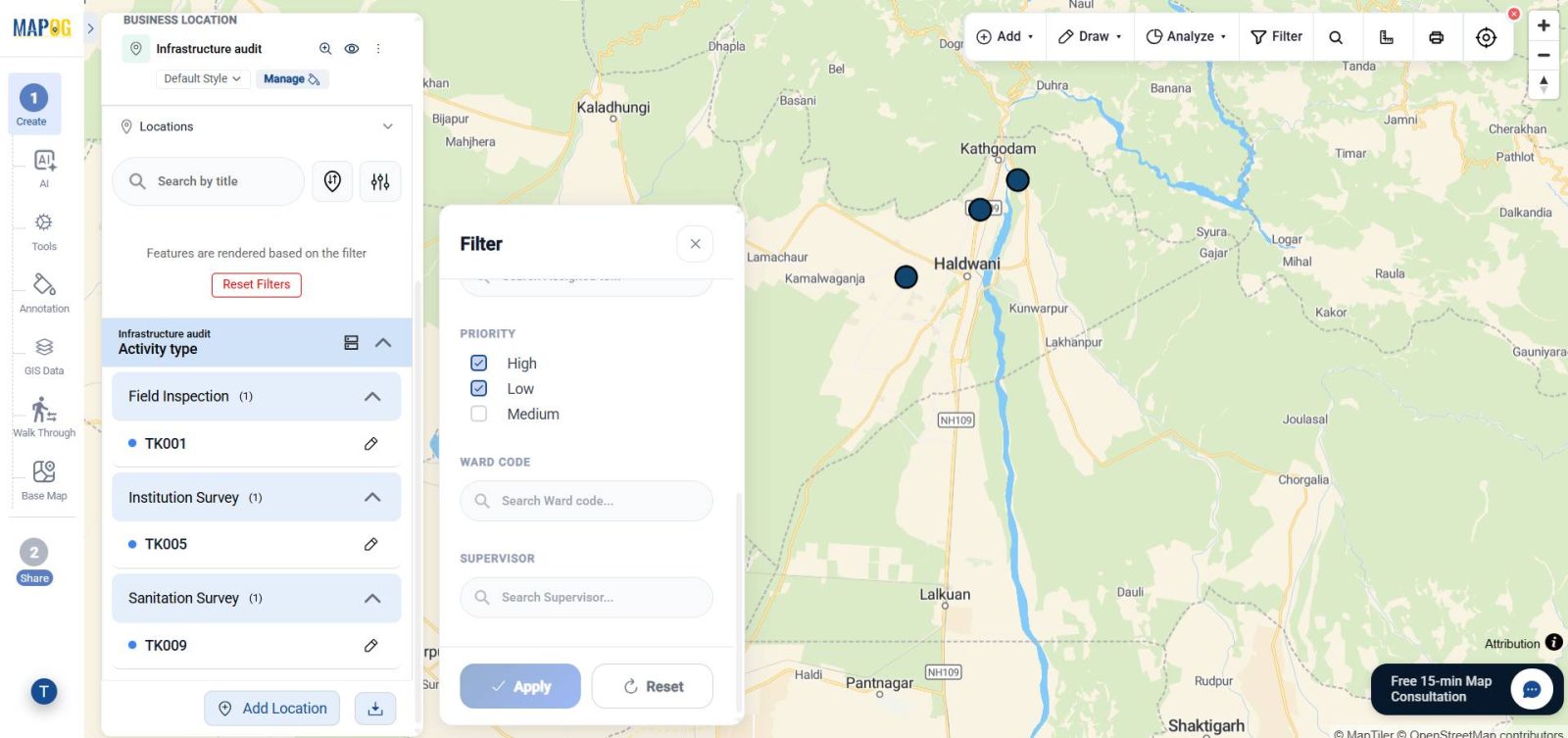 filtering point and applying 