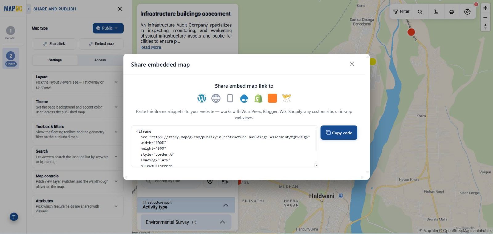 sharing embed map 